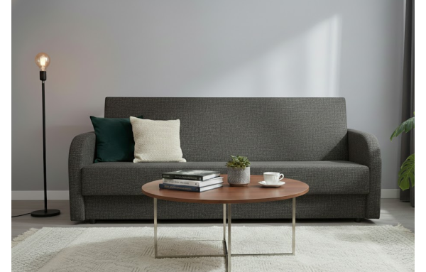 Wersalka Marcin inari 96 ciemnoszary na sprężynach z funkcją spania i pojemnikiem